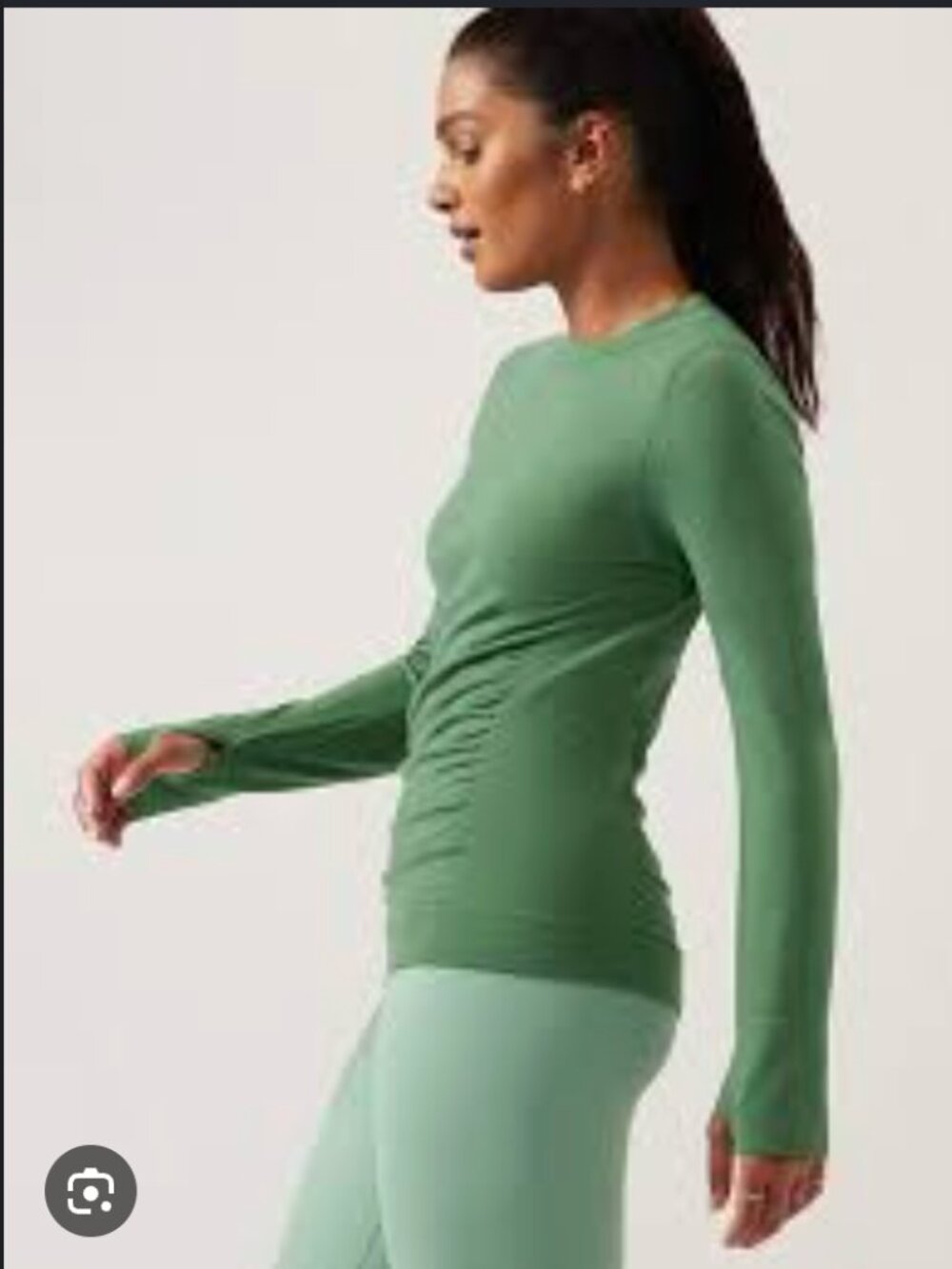 Athleta Foresthill Ascent Top S Green Merino Wool Blend Base Layer Long Sleeve